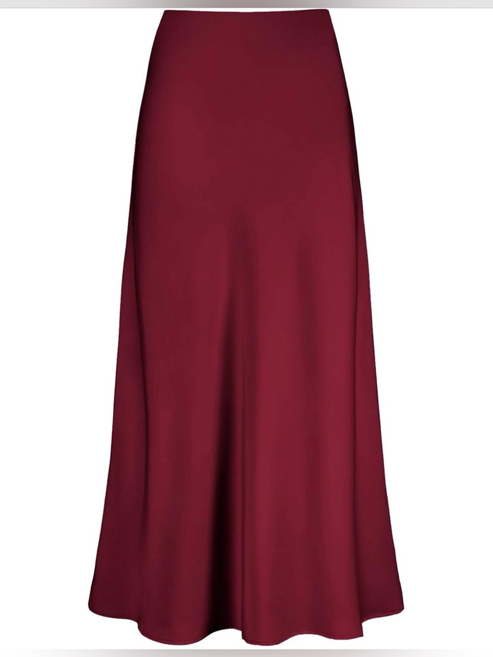 EUC- Deep Red Satin Pull-On Maxi Skirt
